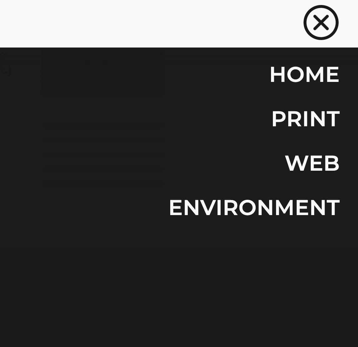 Detail screenshot of the navigation of the Attention to Detail website