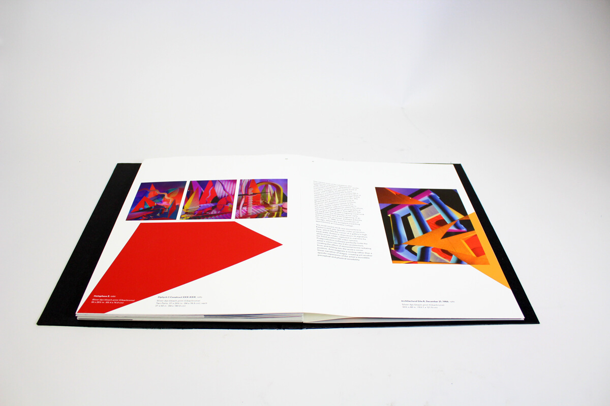 Spread of artist book of Barbara Kasten featuring four of her pieces.