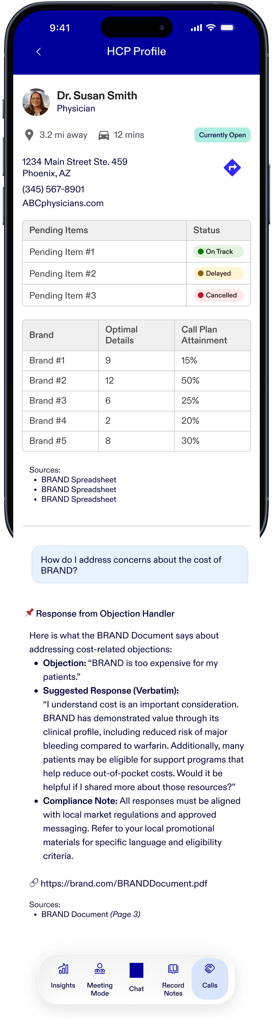 HCP Profile screen design embedded in iPhone.