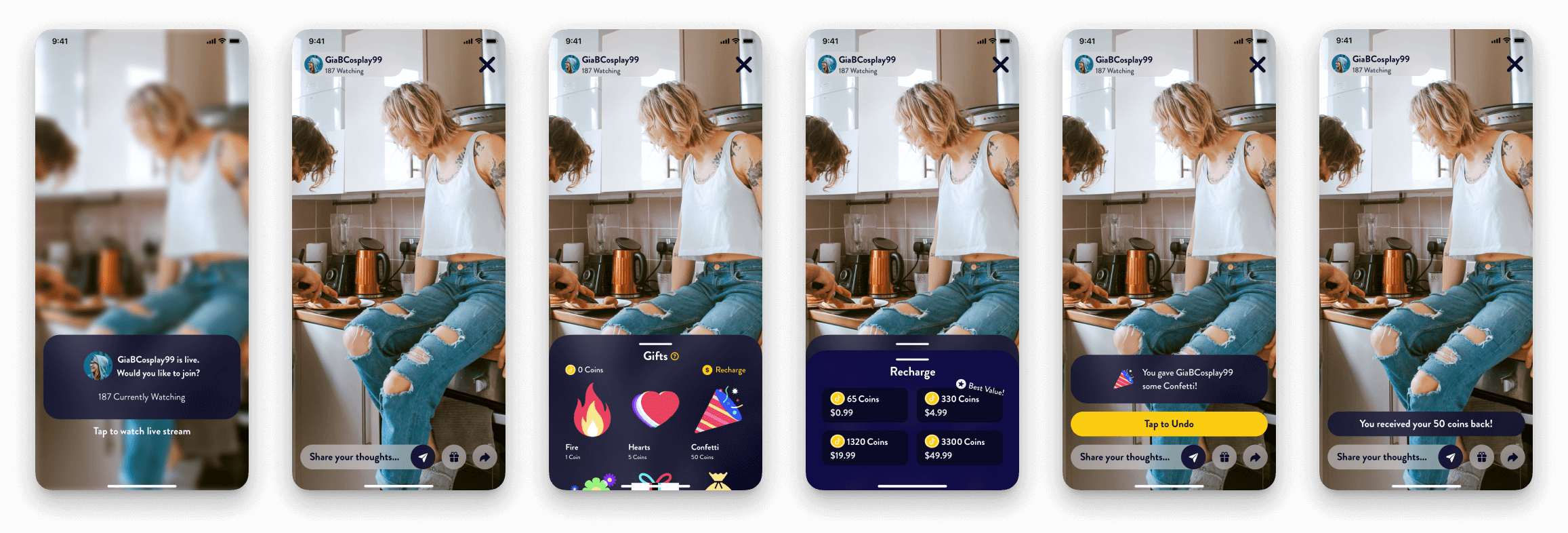 Final prototype for TikTok donation user flow.